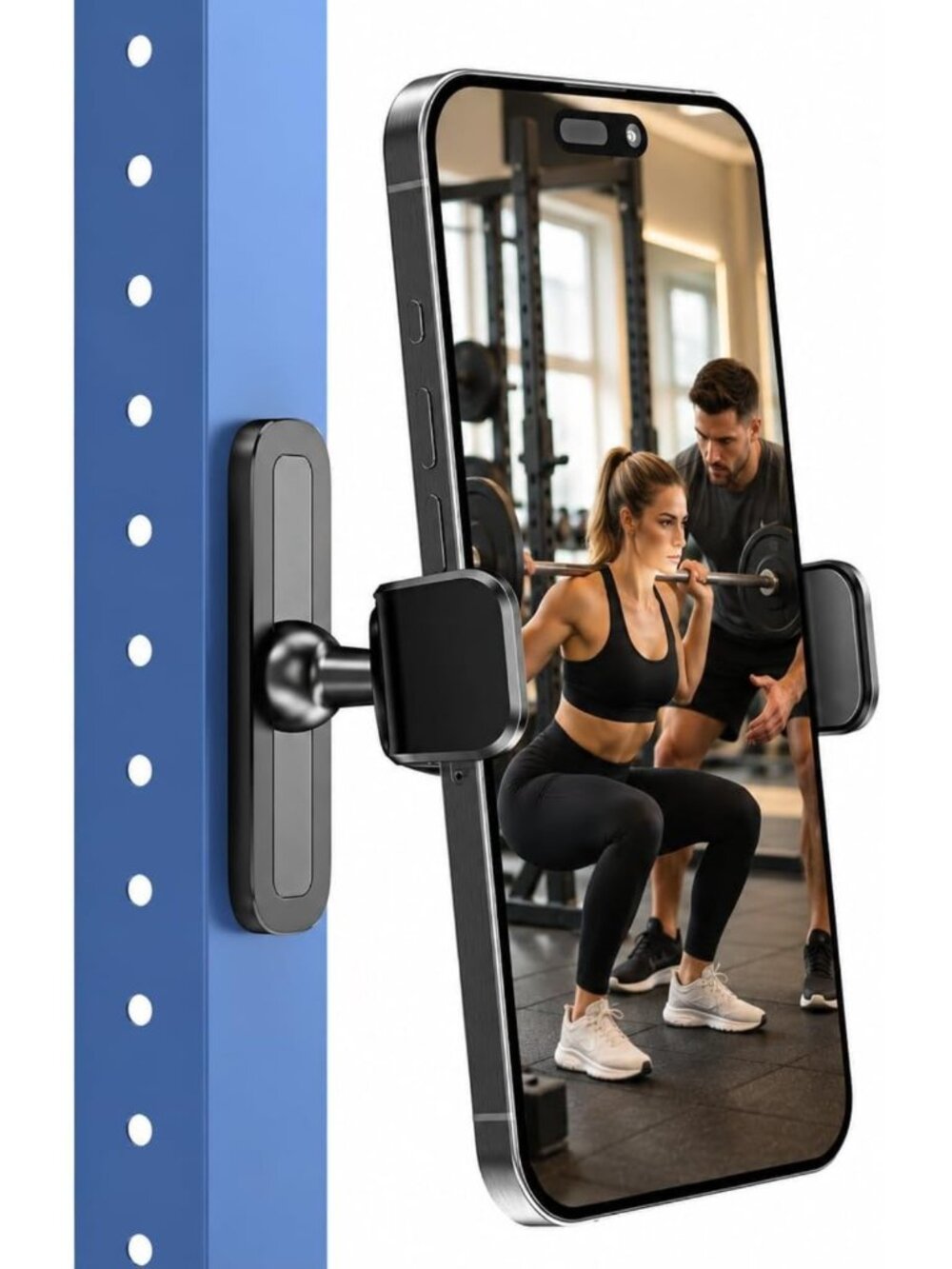 Magnetic Phone Holder for Gym - Strong Alloy Base & Adjustable Joint, Secure